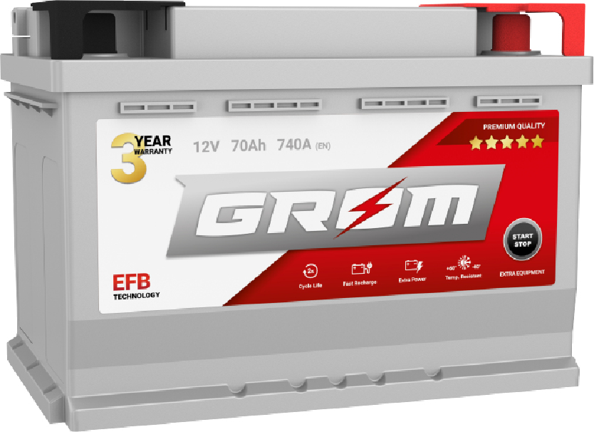 60Ah GROM EFB 600A L2 R+